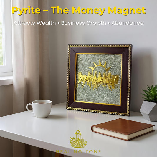 7 Horses On Raw Pyrite Frame